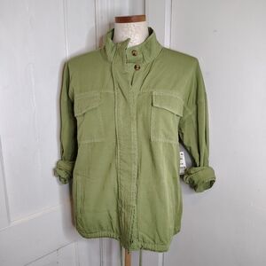 NWT Style & Co. Cinch-Hem Utility Jacket Tamarind Green Women's Size Large